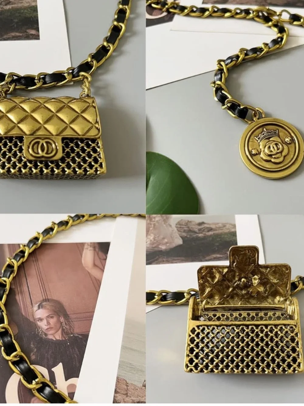 Luxury Gold Chain Waist Belt Mini Bag Charm